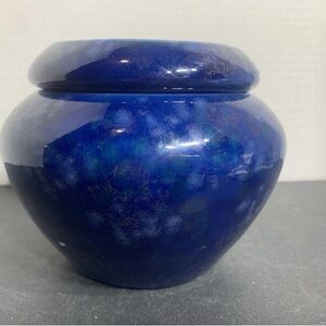 Vintage “the violet pot” 1997 2 piece ceramic self watering pot glossy blue